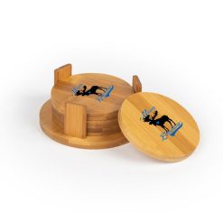 Alternative view of Mason Elementary Round Bamboo Coaster Set of 4 with holder