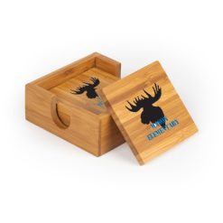Mason Elementary Square Bamboo Coaster Set of 4 with holder