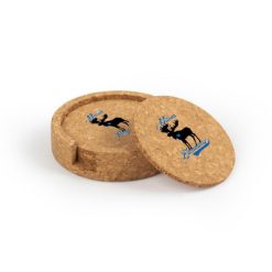 Alternative view of Mason Elementary Circular Cork Coaster Set of 4 with holder