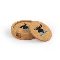 Mason Elementary Circular Cork Coaster Set of 4 with holder