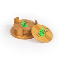 Legacy Round Bamboo Coaster Set of 4 with holder