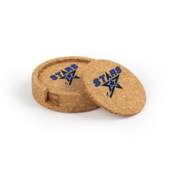Stars Circular Cork Coaster Set of 4 with holder