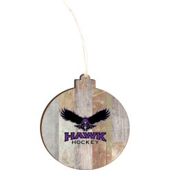 Hawk Hockey Light 4.18 X 3.86 Faux Wood Ornament