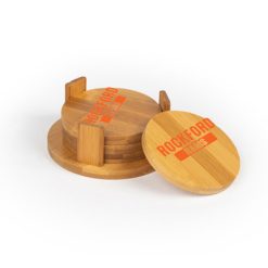 Rockford Round Bamboo Coaster Set of 4 with holder