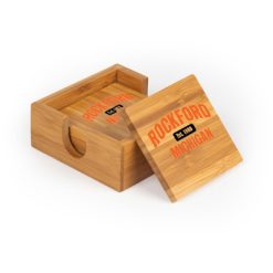 Alternative view of Rockford Square Bamboo Coaster Set of 4 with holder