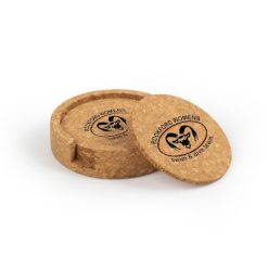 Rockford Womens S&D Circular Cork Coaster Set of 4 with holder