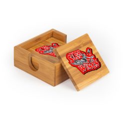Alternative view of Sledwings Square Bamboo Coaster Set of 4 with holder