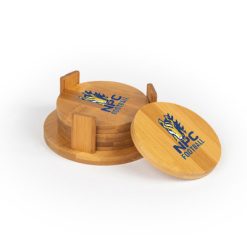 Alternative view of NPC Football Round Bamboo Coaster Set of 4 with holder