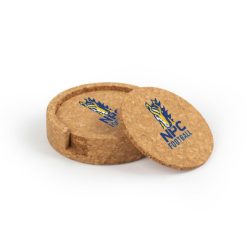 Alternative view of NPC Football Circular Cork Coaster Set of 4 with holder