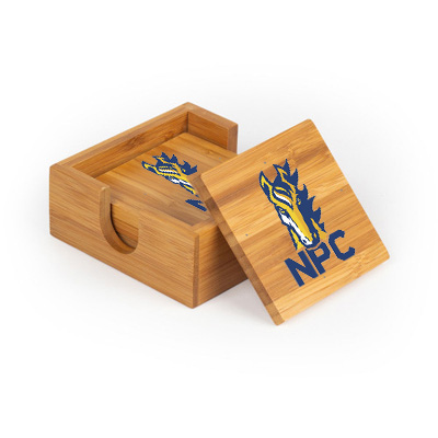 Northpointe Christian Square Bamboo Coaster Set of 4 with holder