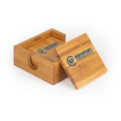 Alternative view of Northpointe Christian Square Bamboo Coaster Set of 4 with holder