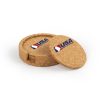 USA SS Circular Cork Coaster Set of 4 with holder