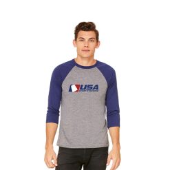 USA SS Unisex 3/4 Sleeve Baseball Tee