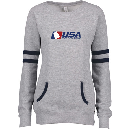 USA SS Ladies Varsity Fleece Crew Neck Pullover - Image 3