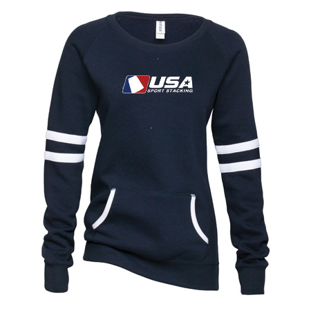 USA SS Ladies Varsity Fleece Crew Neck Pullover - Image 2