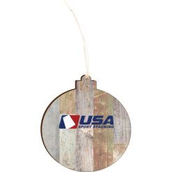 USA SS Light 4.18 X 3.86 Faux Wood Ornament