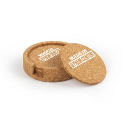 Alternative view of Byron Center Circular Cork Coaster Set of 4 with holder