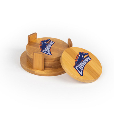 Chandler Woods Round Bamboo Coaster Set of 4 with holder - Image 2