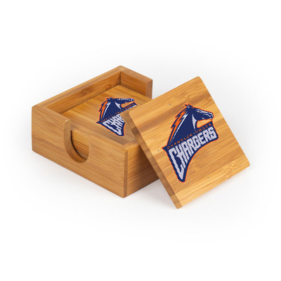 Chandler Woods Square Bamboo Coaster Set of 4 with holder