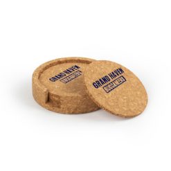 Alternative view of Grand Haven Circular Cork Coaster Set of 4 with holder