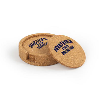 Grand Haven Circular Cork Coaster Set of 4 with holder - Image 6
