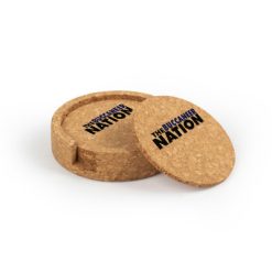 Grand Haven Circular Cork Coaster Set of 4 with holder