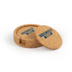 Hudsonville Circular Cork Coaster Set of 4 with holder