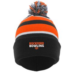 Rockford Bowling KNIT FOLD OVER POM-POM BEANIE
