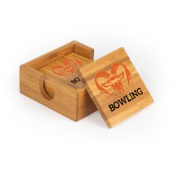 Rockford Bowling Square Bamboo Coaster Set of 4 with holder