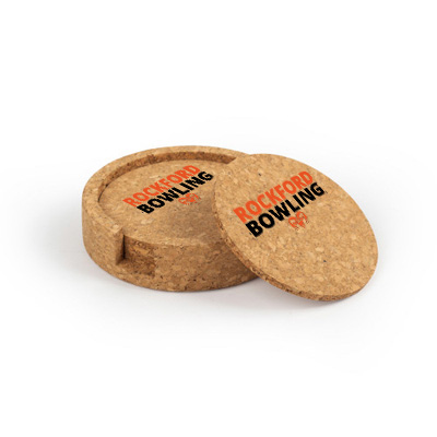 Rockford Bowling Circular Cork Coaster Set of 4 with holder - Image 2