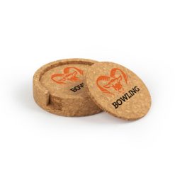 Rockford Bowling Circular Cork Coaster Set of 4 with holder