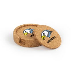 Alternative view of GR Christian lacrosse Circular Cork Coaster Set of 4 with holder