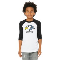 Alternative view of GR Christian lacrosse Youth Youth 3/4 Sleeve Baseball Tee