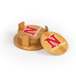 Alternative view of NV Girls Lacrosse Round Bamboo Coaster Set of 4 with holder
