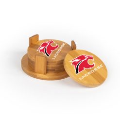 NV Girls Lacrosse Round Bamboo Coaster Set of 4 with holder