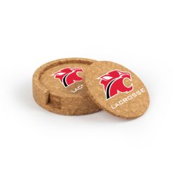 Alternative view of NV Girls Lacrosse Circular Cork Coaster Set of 4 with holder