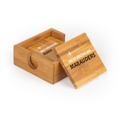 MFB West Michigan Marauders Square Bamboo Coaster Set of 4 with holder