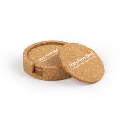 MFB Adaptive Sports Circular Cork Coaster Set of 4 with holder
