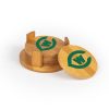 West Catholic Round Bamboo Coaster Set of 4 with holder