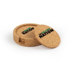 West Catholic Circular Cork Coaster Set of 4 with holder