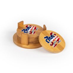 Mona Shores   Round Bamboo Coaster Set of 4 with holder