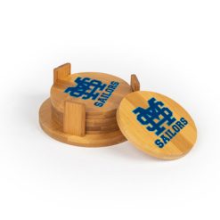 Alternative view of Mona Shores   Round Bamboo Coaster Set of 4 with holder