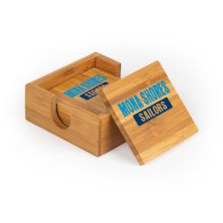 Alternative view of Mona Shores   Square Bamboo Coaster Set of 4 with holder