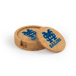 Mona Shores   Circular Cork Coaster Set of 4 with holder