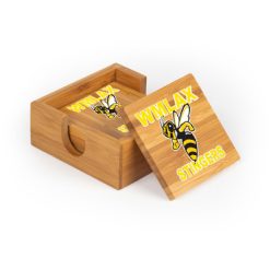 WMLAX Square Bamboo Coaster Set of 4 with holder