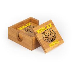 Alternative view of WMLAX Square Bamboo Coaster Set of 4 with holder
