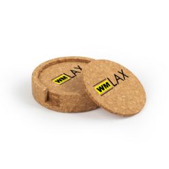 Alternative view of WMLAX Circular Cork Coaster Set of 4 with holder