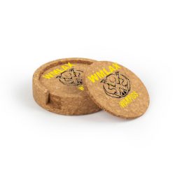 WMLAX Circular Cork Coaster Set of 4 with holder