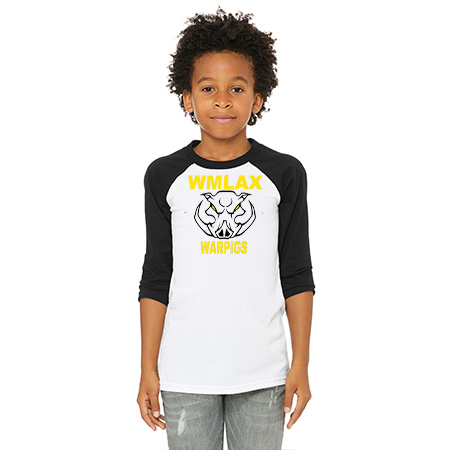 WMLAX Youth Youth 3/4 Sleeve Baseball Tee - Image 5