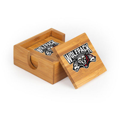 Wolf Pack Hockey Square Bamboo Coaster Set of 4 with holder - Image 2